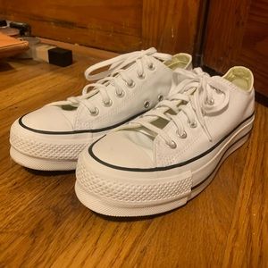 white platform low-top converse